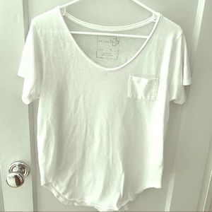 Free People White Pocket V-Neck.